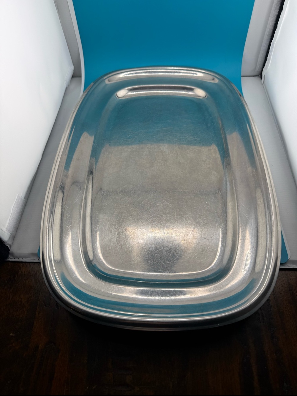 Vintage Large Stainless Steel Serving Tray 18” x 12”
